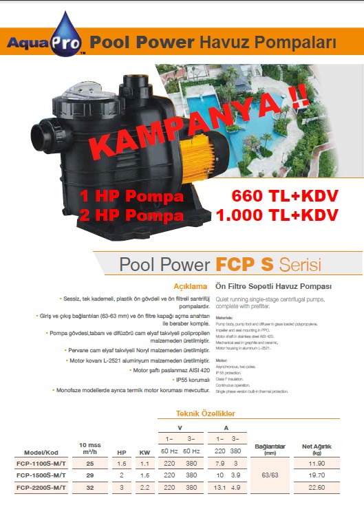 Pool Pover Havuz Pompalarinda Kampanya Sutek Kimya